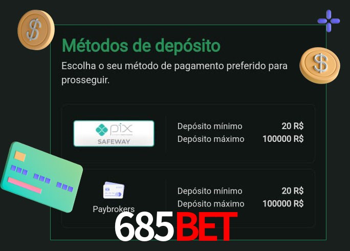 O cassino 685BETbet oferece uma grande variedade de métodos de pagamento